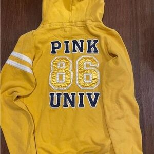 PINK Victoria's Secret Yellow '86 Univ' Hooded Sweatshirt